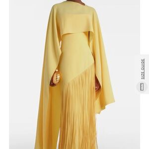 Yellow Fringe Cape Maxi Dress